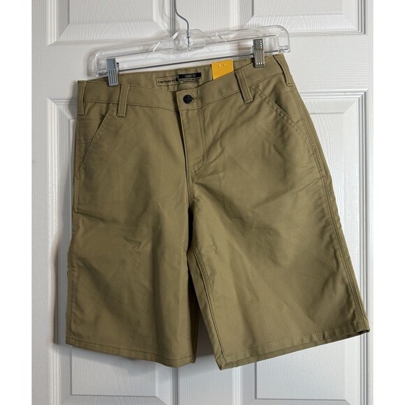 Carhartt Rugged Flex Loose Fit Canvas Work Shorts Women's 6 Dark Khaki NWT - Picture 1 of 6
